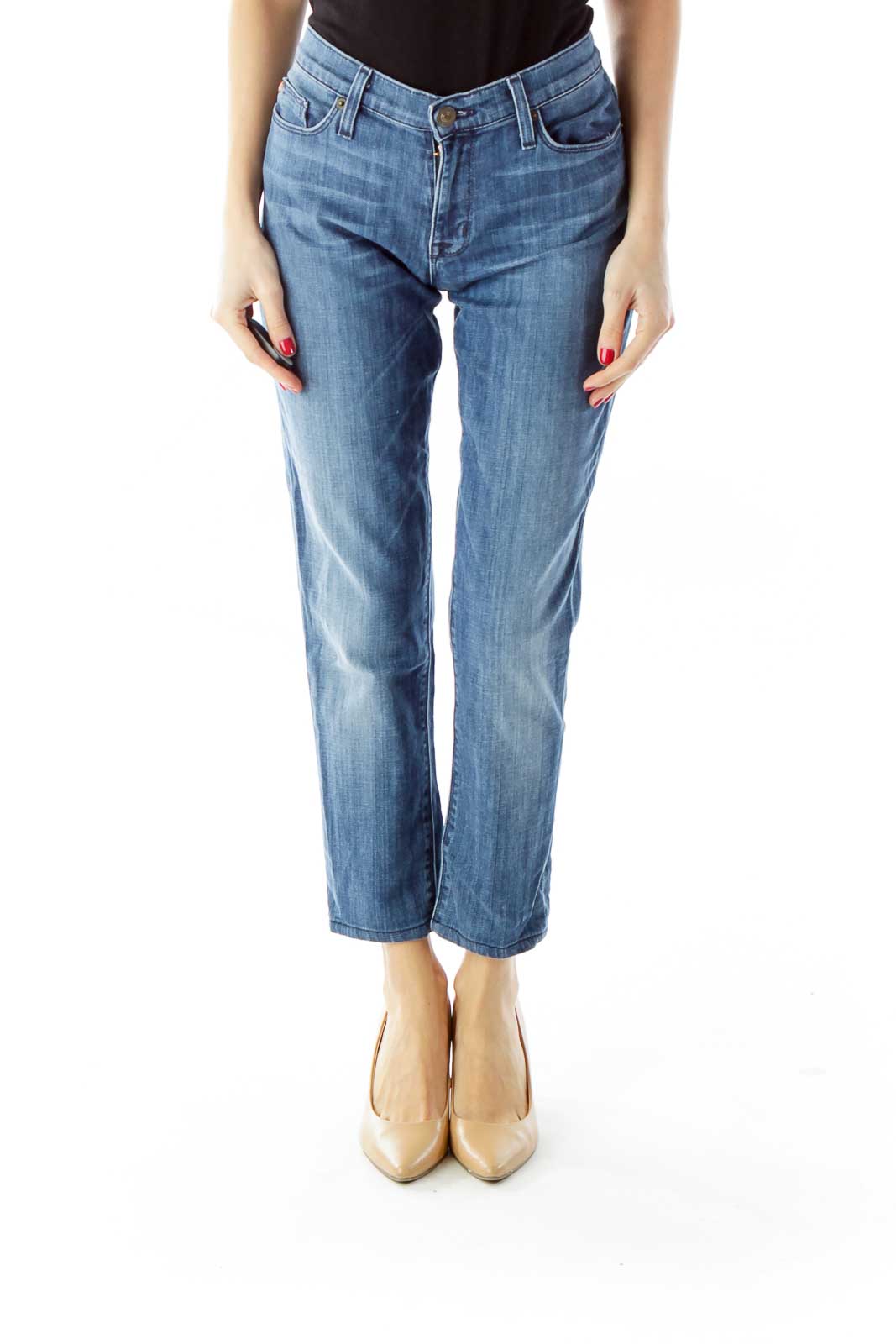 Blue Straight-Leg Jeans Front