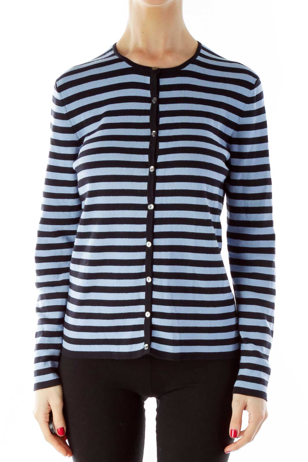 Black Blue Striped Cardigan