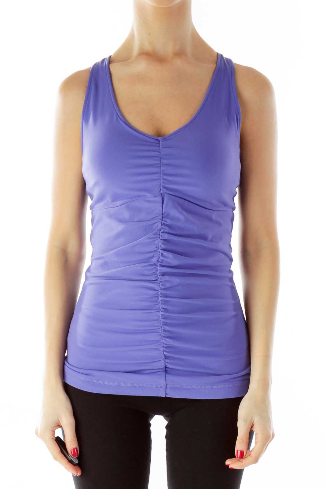 Purple Racerback Scrunched Yoga Top Front