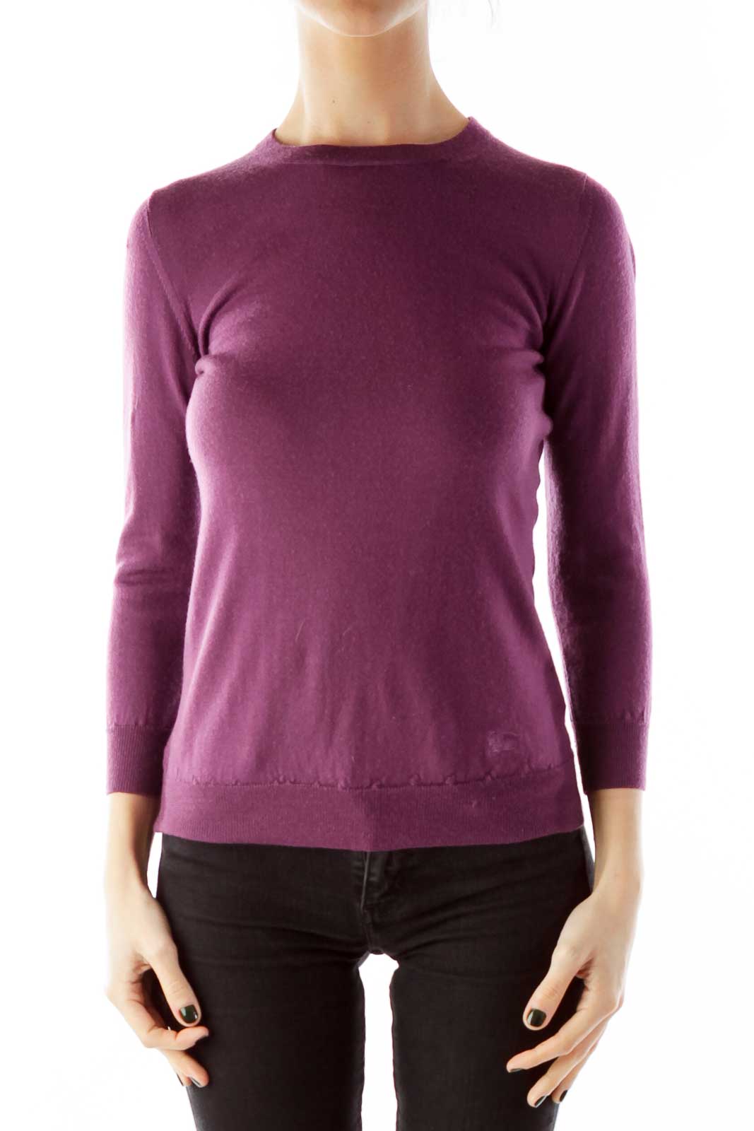 Purple Fitted Knit Top Front