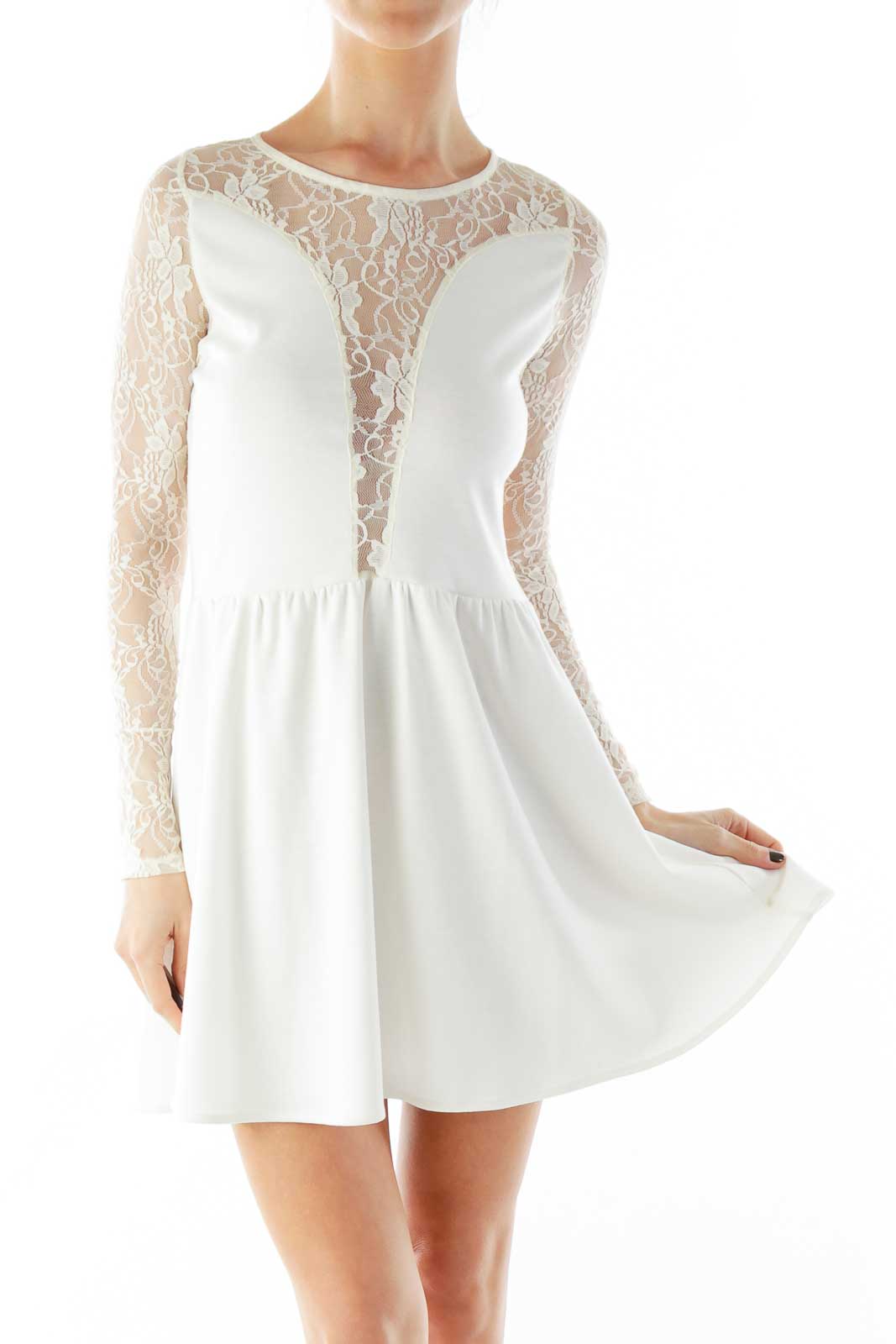Cream Lace Day Dress Front