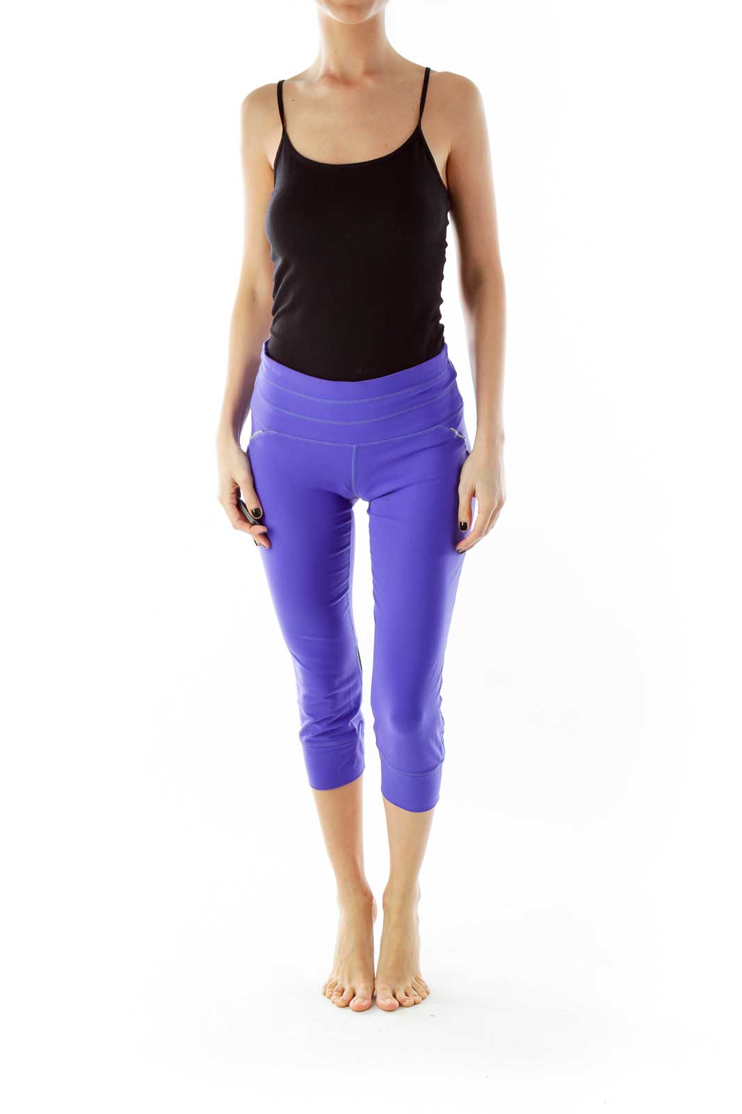 Gray Black Colorblock Activewear Leggings