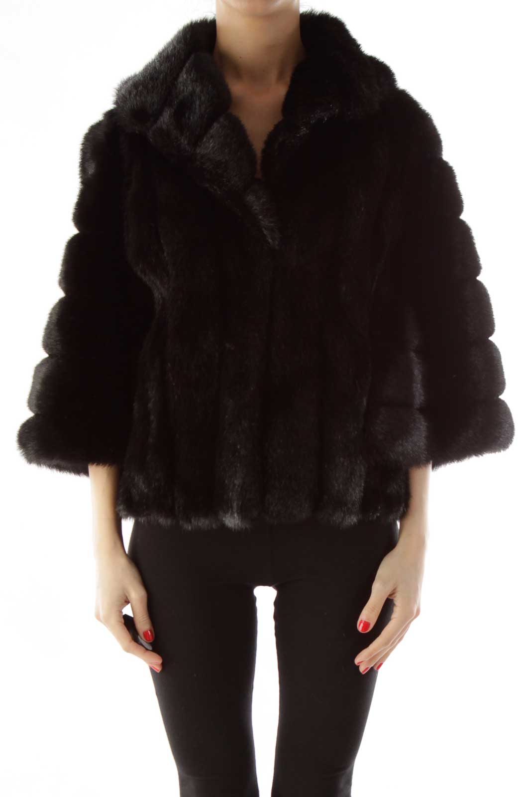 Black Faux-Fur Jacket Front