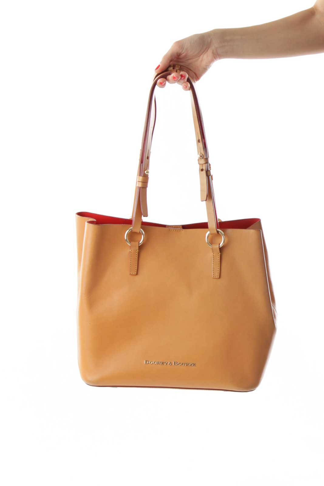 Brown Gold-Detailed Tote Bag Front