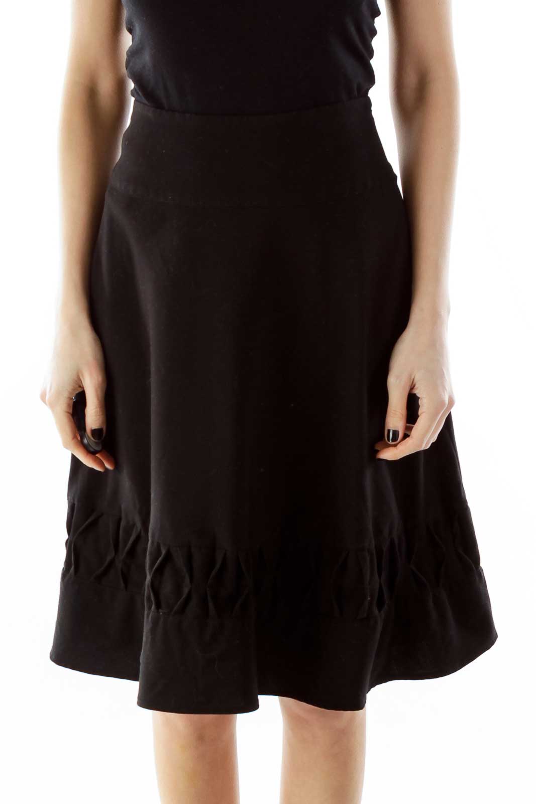 Black Textured A-Line Skirt Front