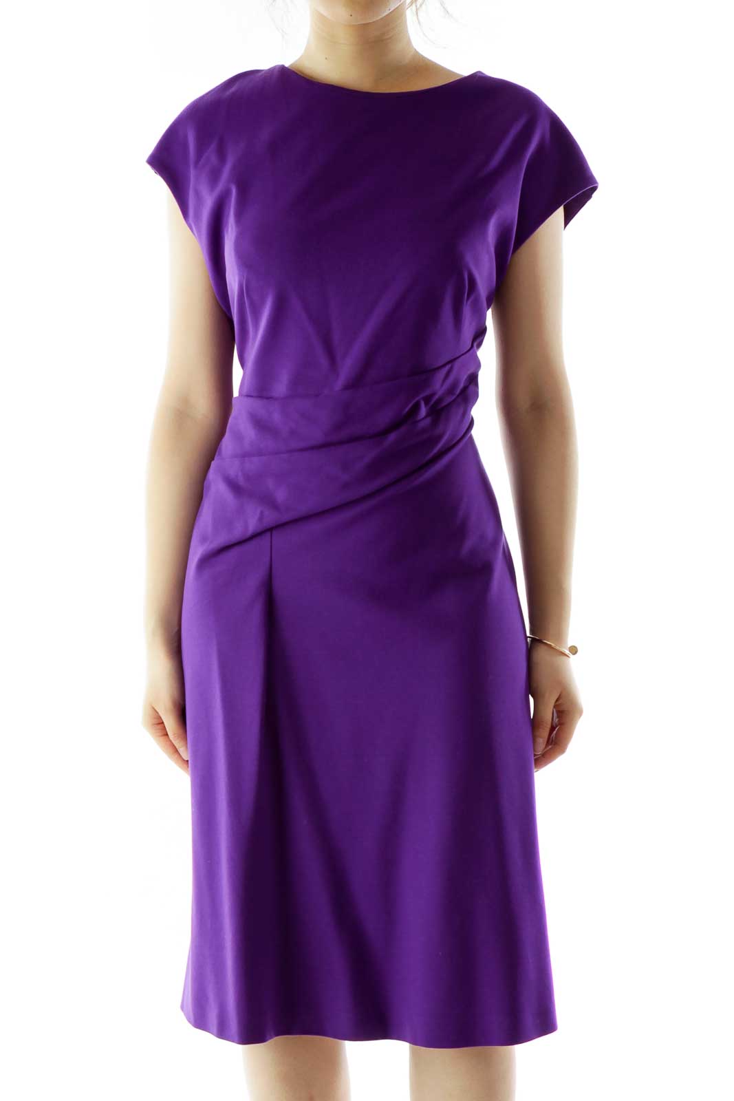 Iris Purple A-Line Day Dress Front