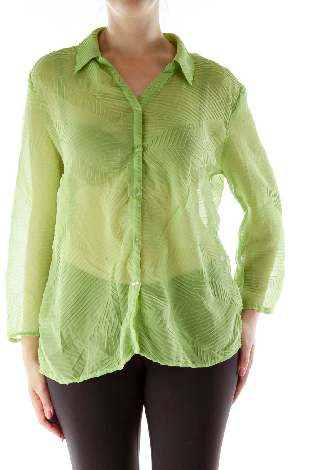 Green Sheer Blouse Front