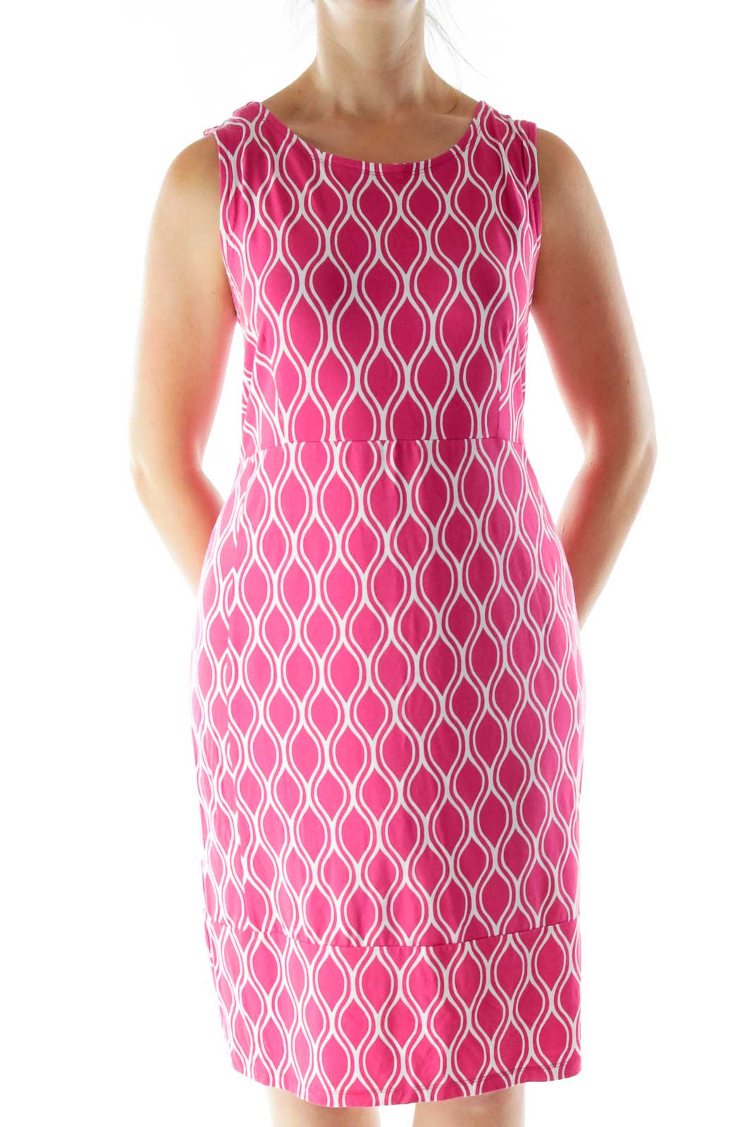 Hot Pink Print Jersey Dress Front