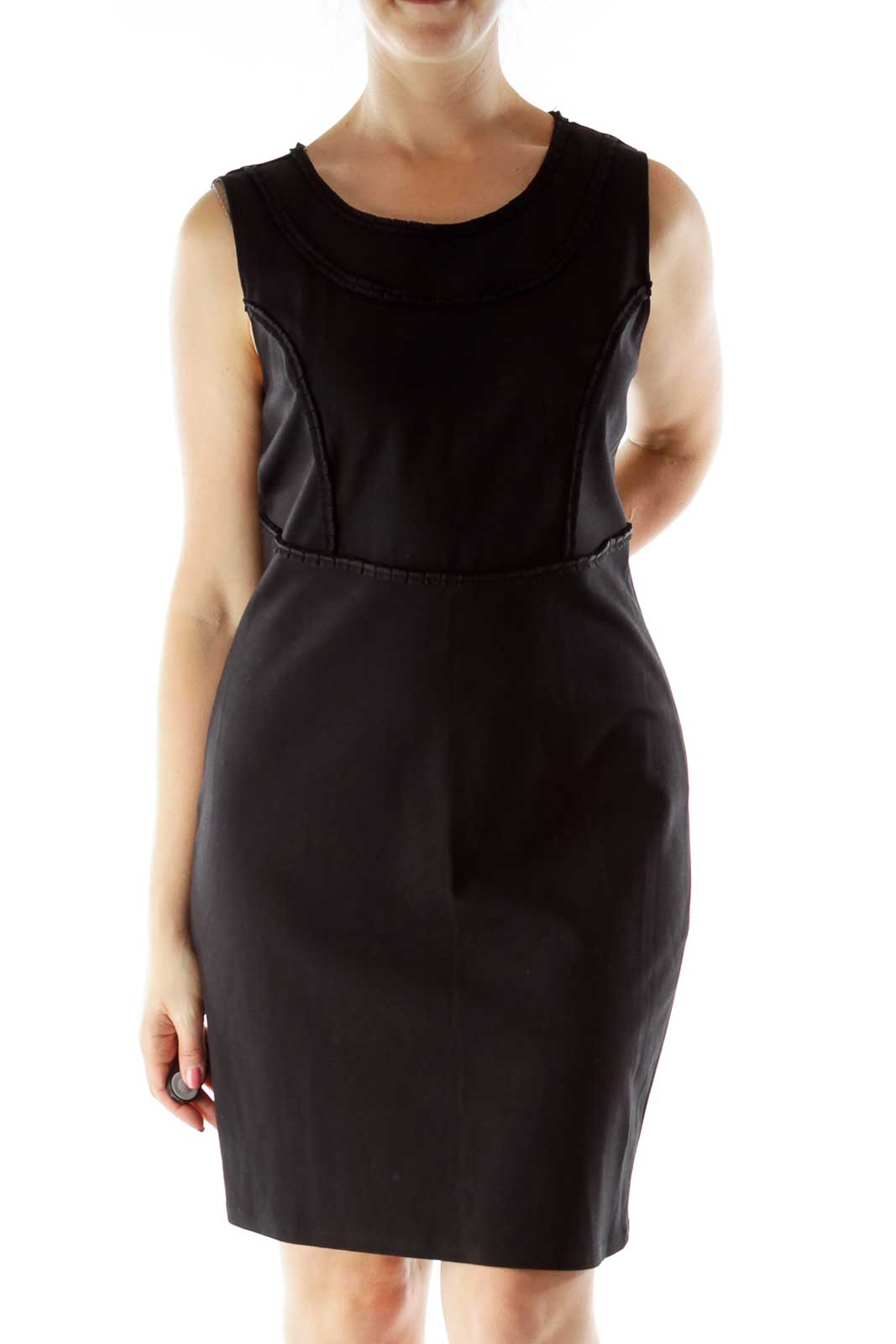 Black Fitted Work Dress Front