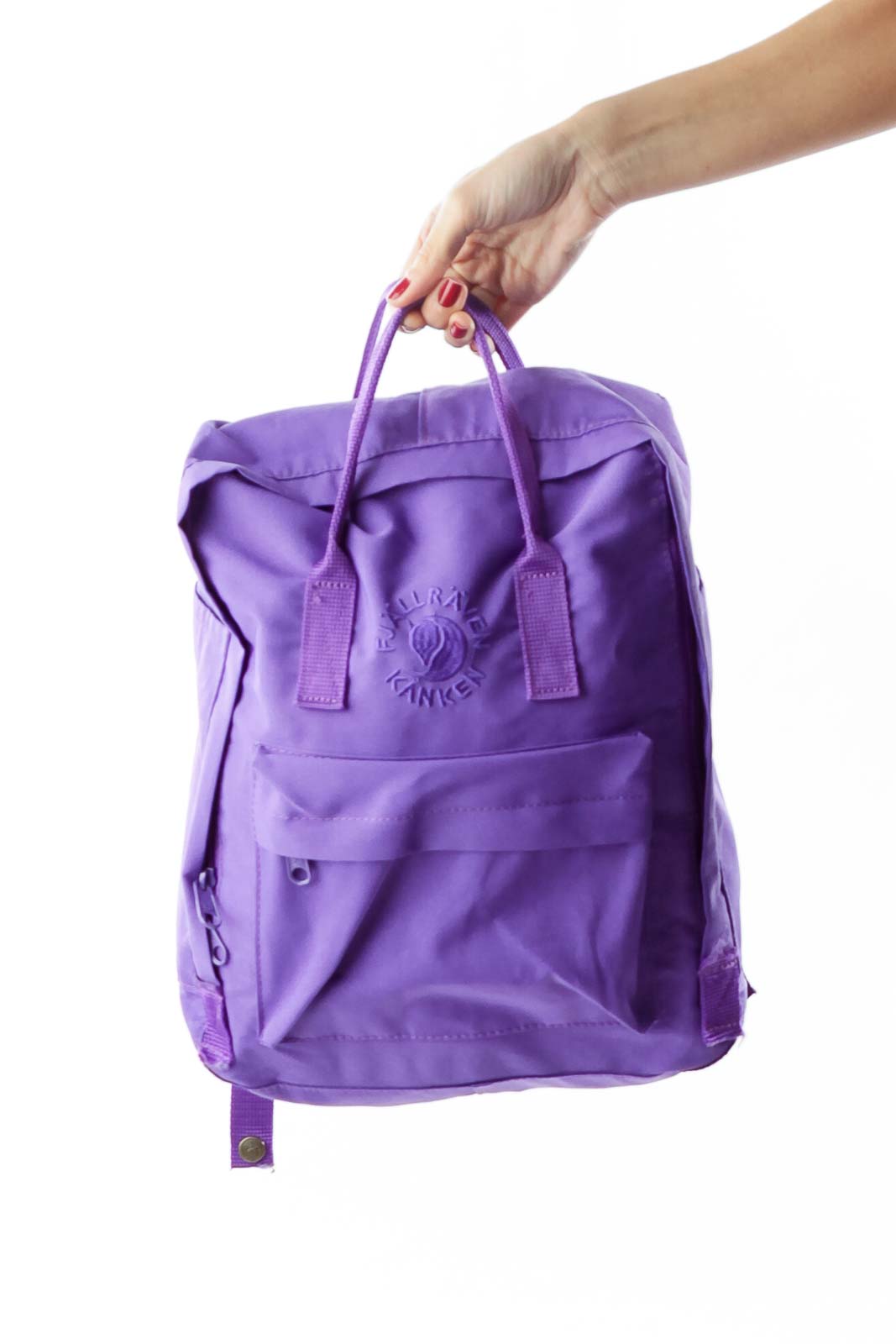 Purple Square Backpack with Pockets Front