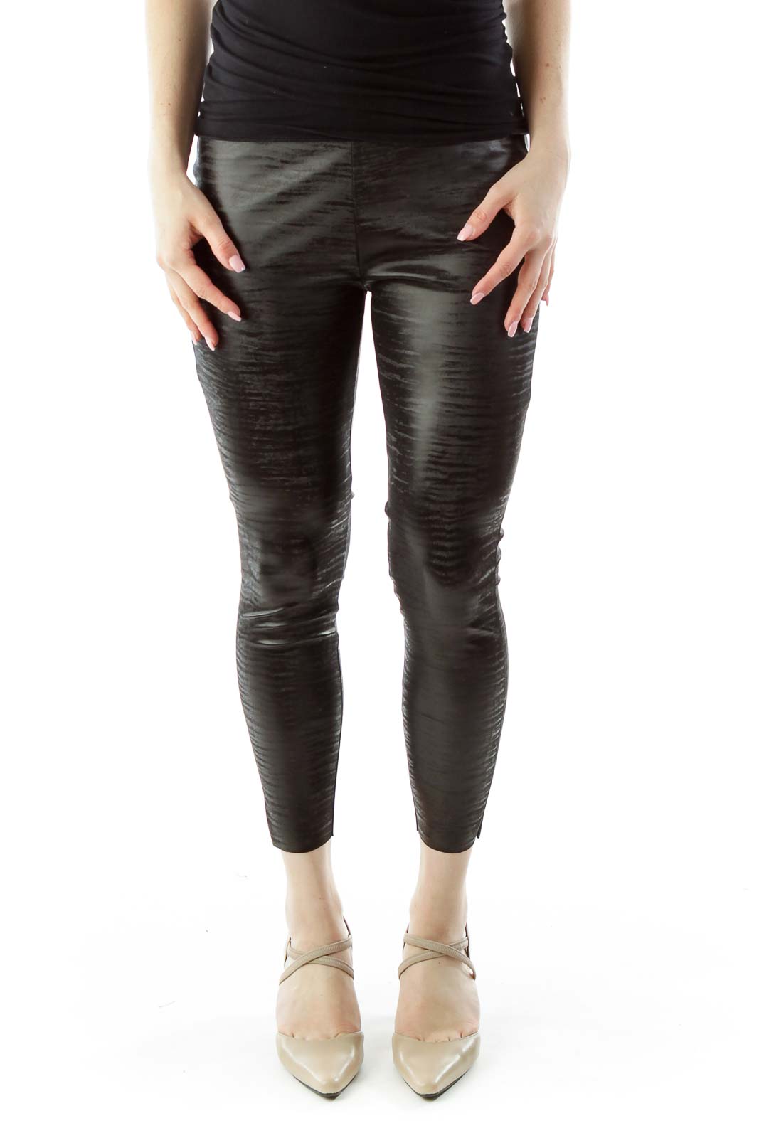 French Connection skinny faux leather leggings in black