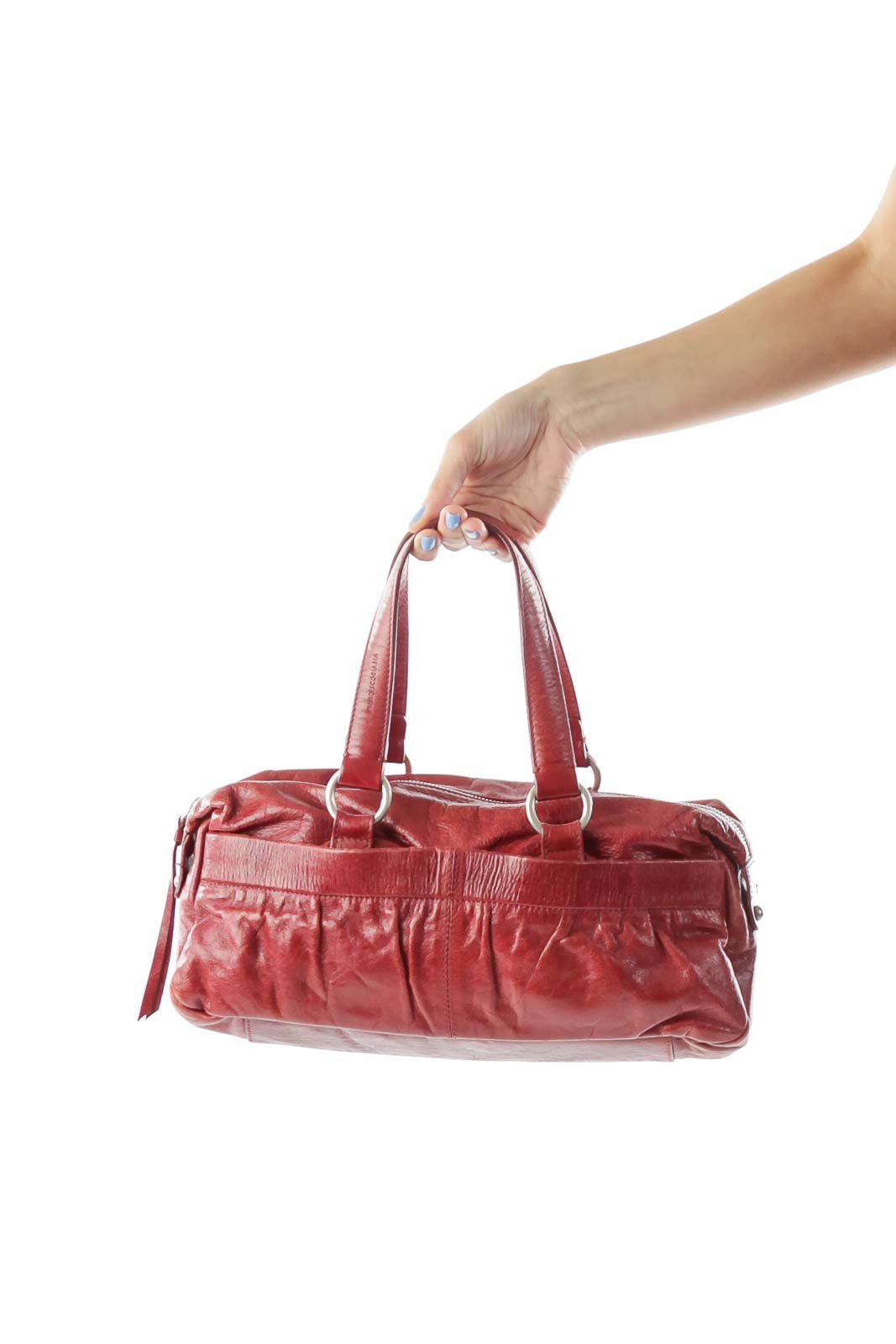 Red Leather Satchel Front
