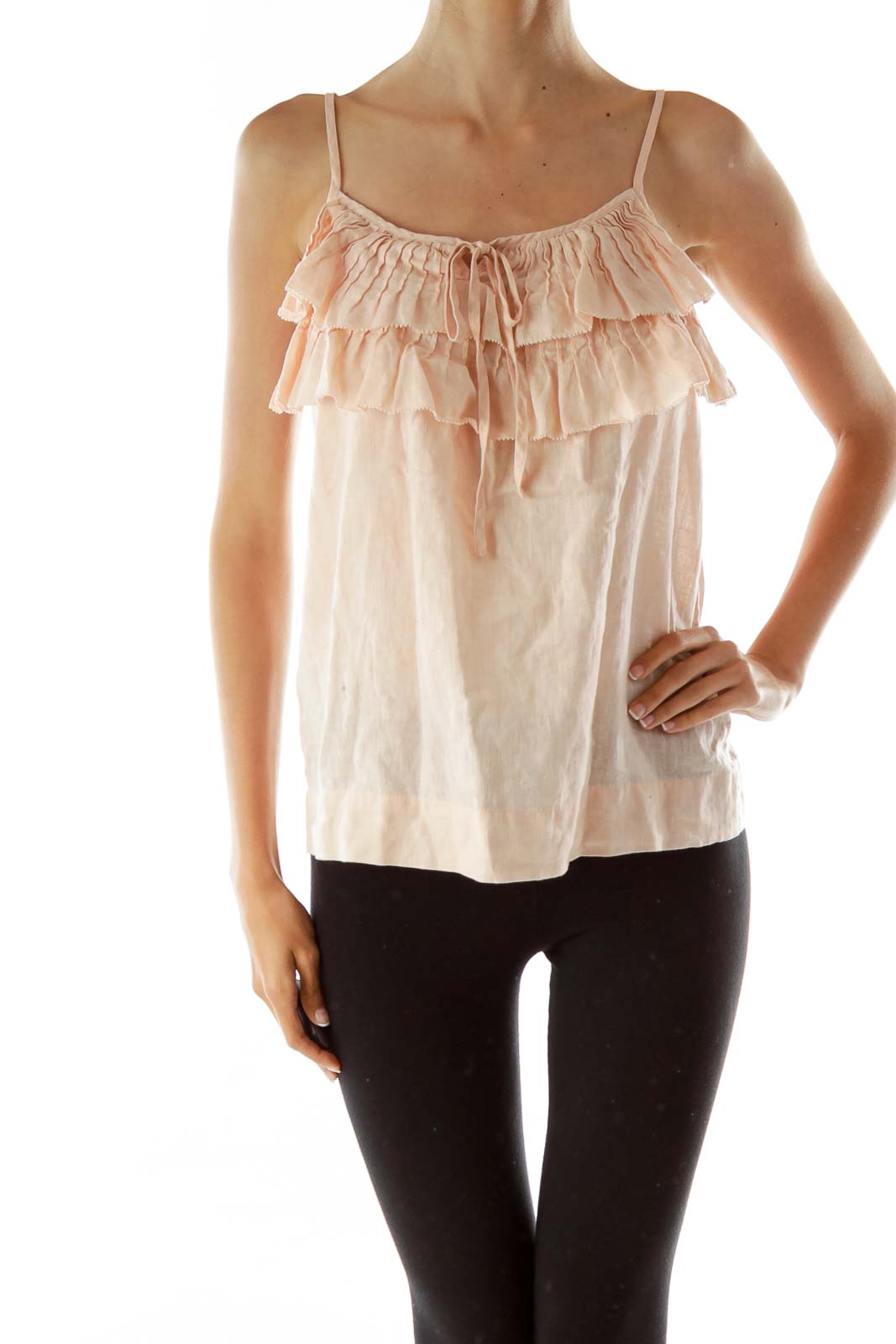 Pink Linen Tank Top Front