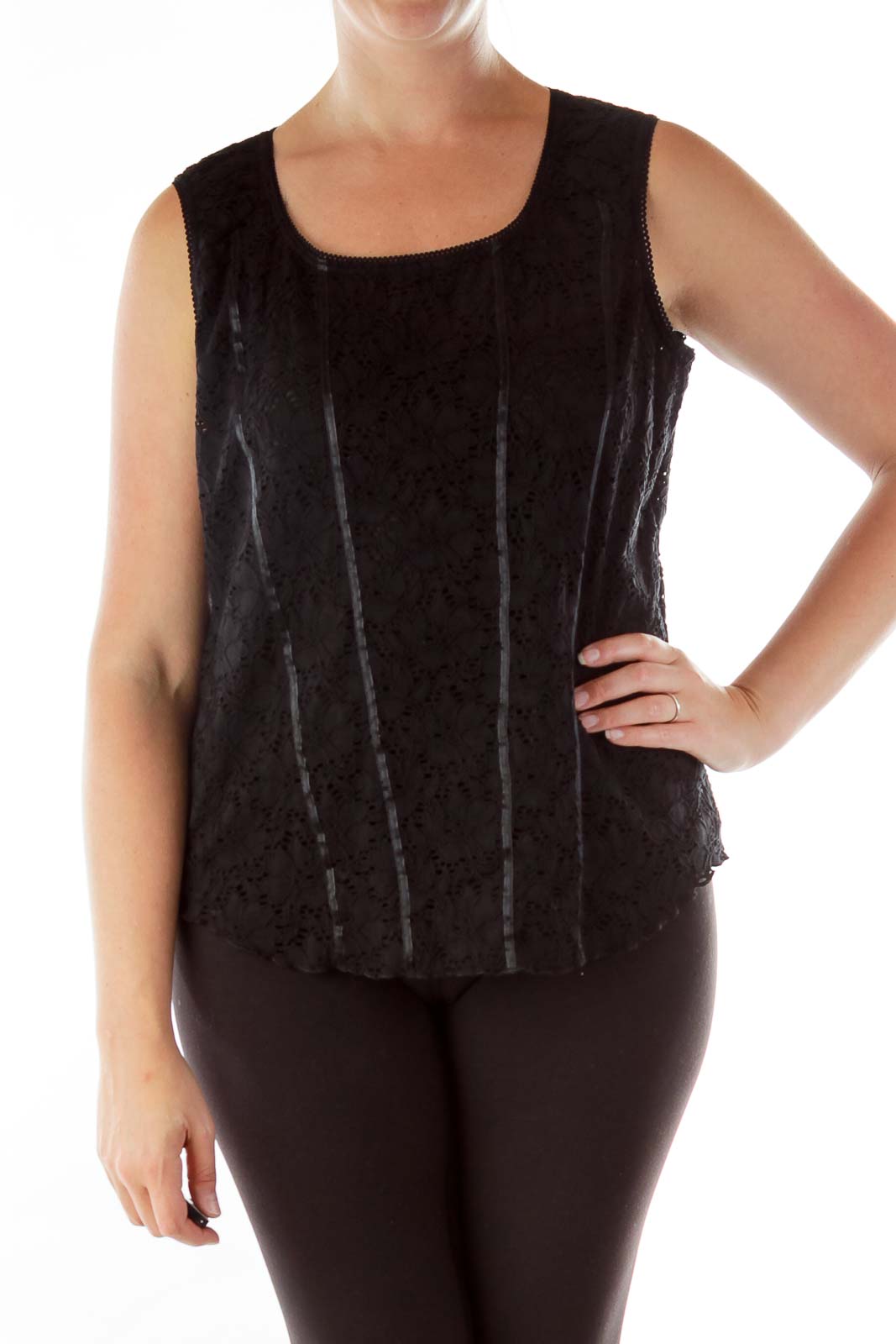 Black Lace Tank Top Front