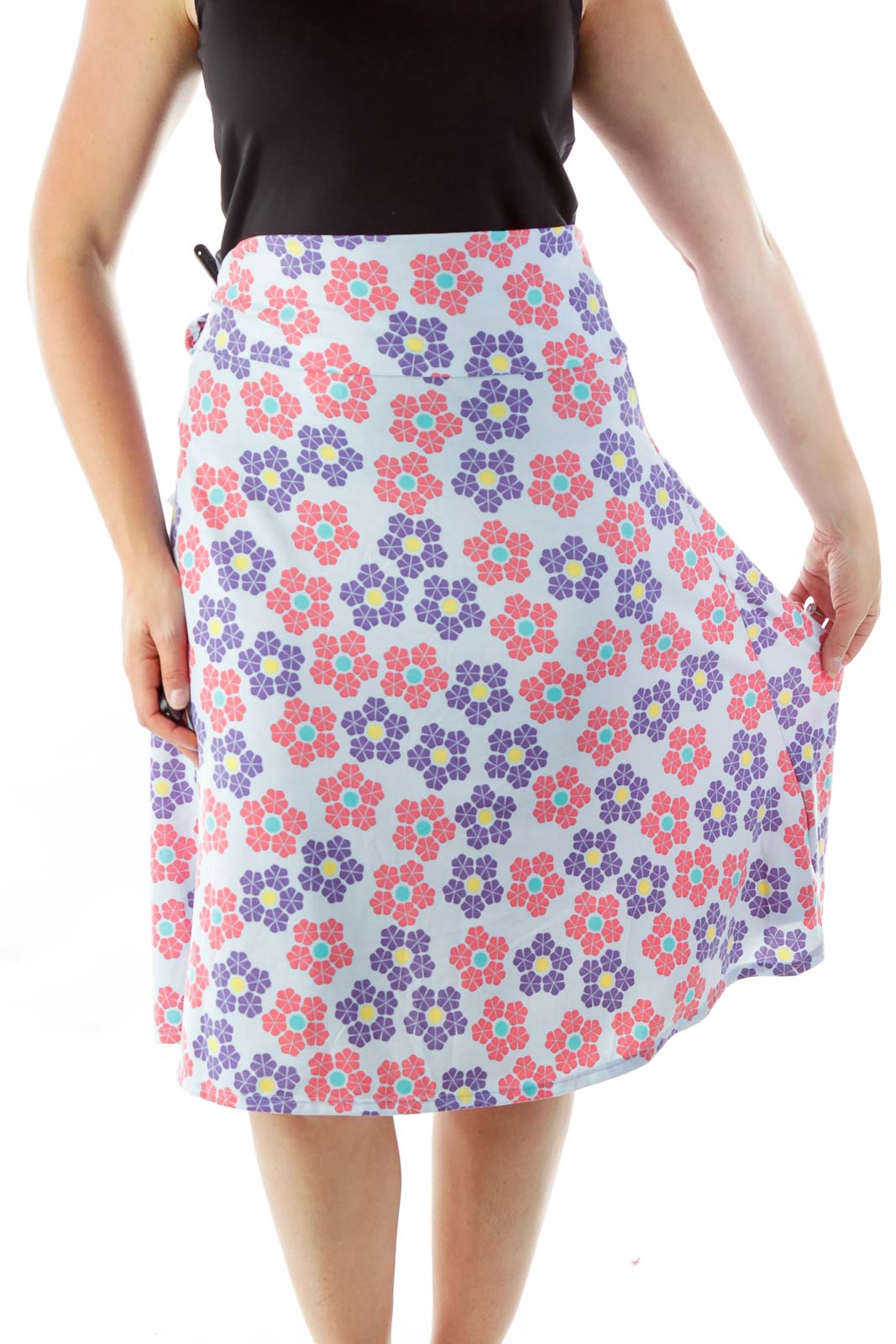 Blue Purple Flared Skirt Front