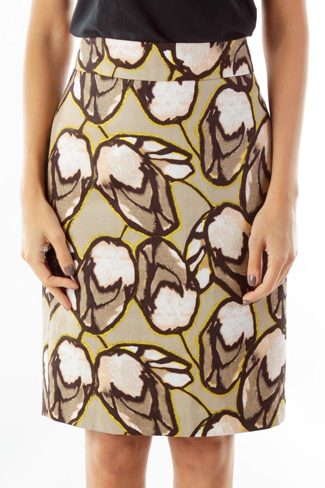 Brown floral hotsell pencil skirt