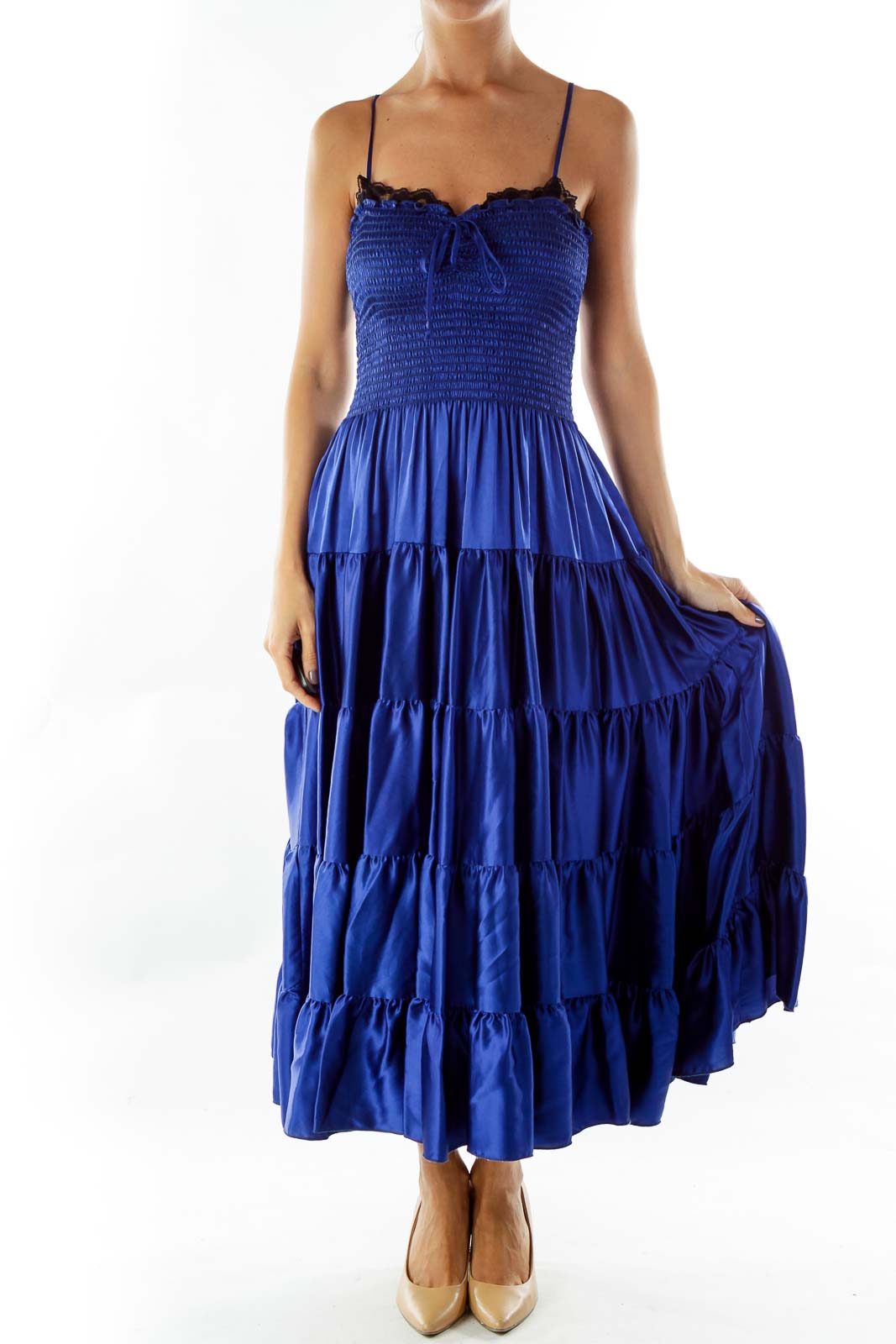 Royal Blue Silk Dress Front