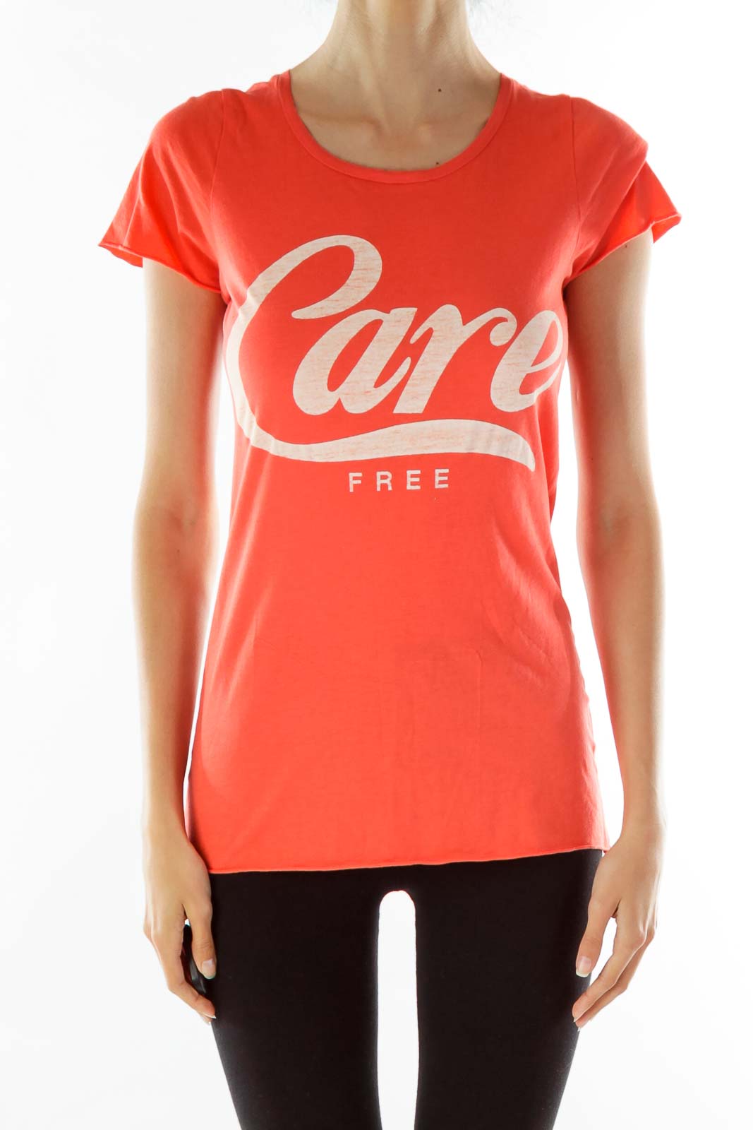Orange Care Free Print T-shirt Front