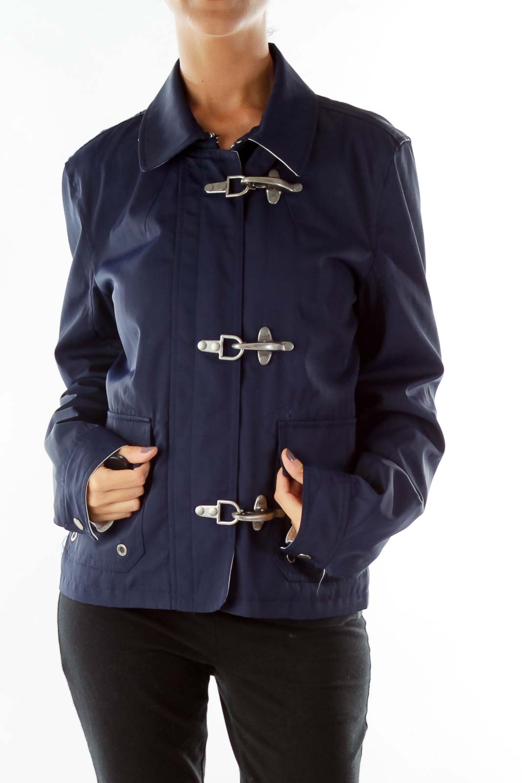 Navy Parka w/ Silver Attaches Front