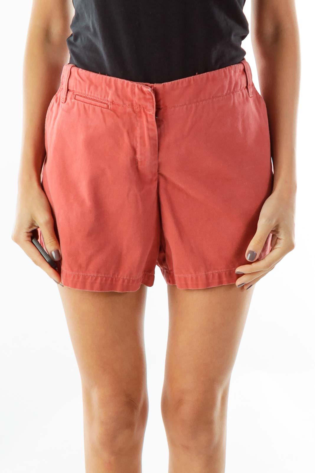 Red Pocketed Shorts Front