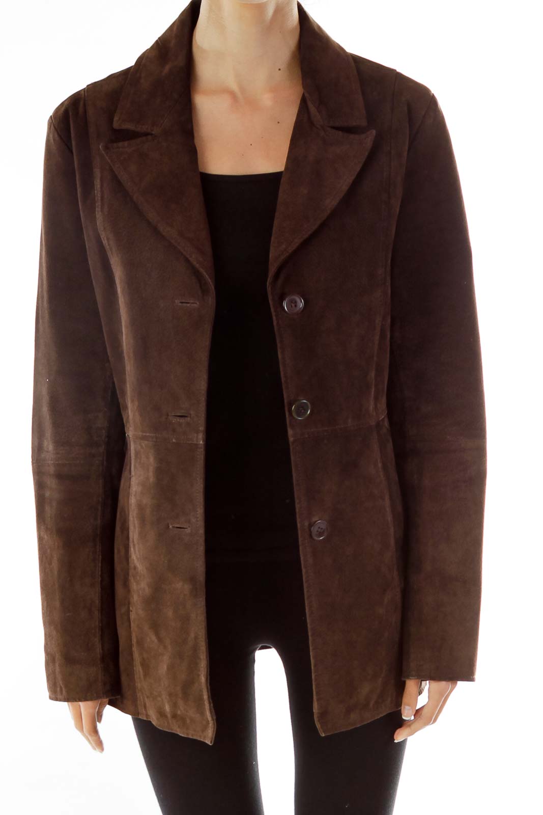 Brown Pocketed Blazer Front