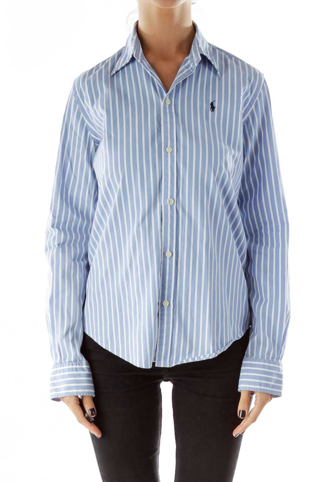 Baby Blue Pinstripe Shirt Front