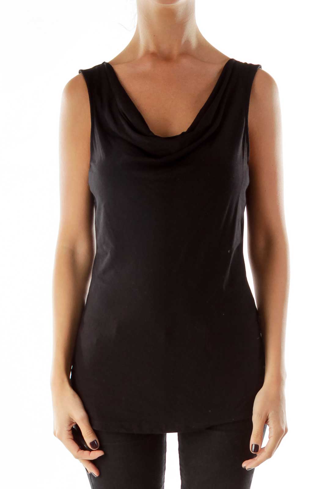 Black Soft Loose Tank Top Front