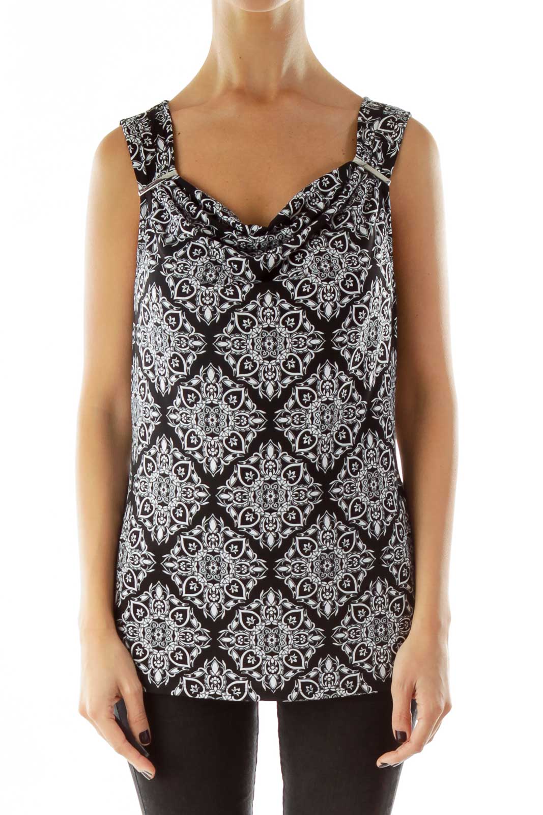Black and White Floral Tank Top by White House Black Market Womens