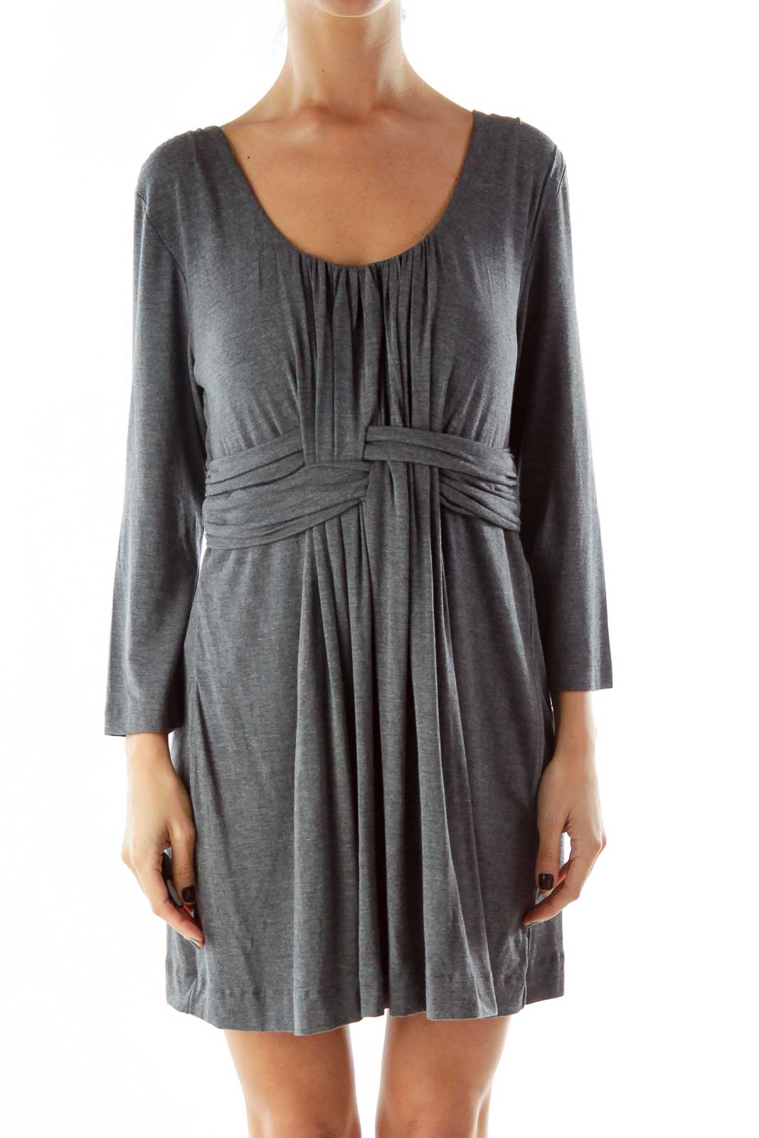Gray Braided Loose Dress Front