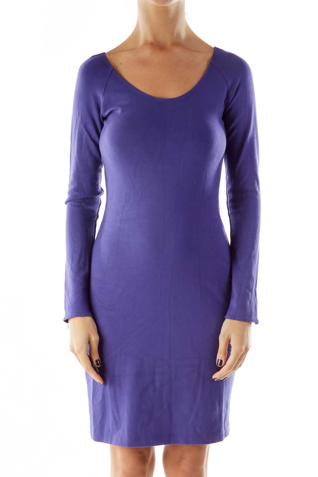 Purple Zippered Day Dress Front