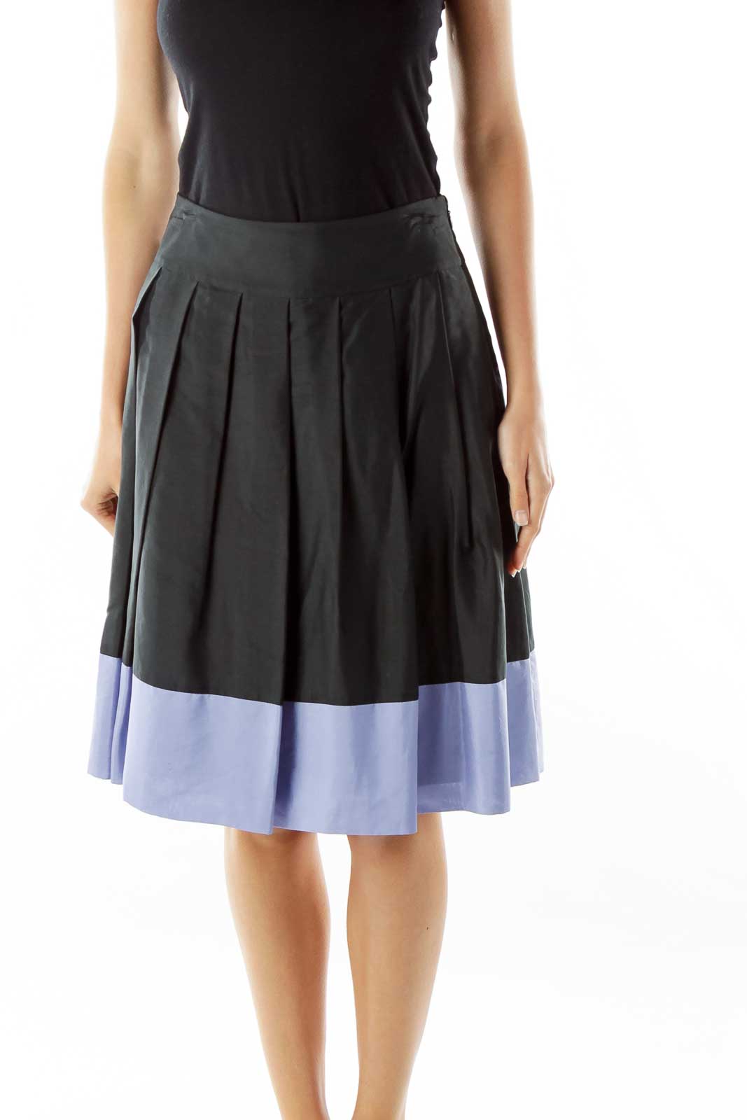 Purple Black Striped A-Line Skirt Front