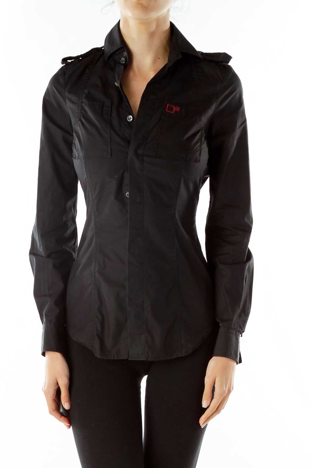 Black Fitted Shirt Front