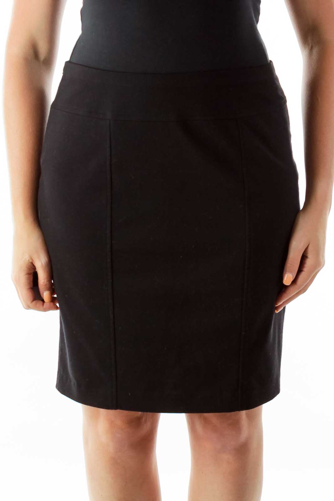 Black Fitted Pencil Skirt Front