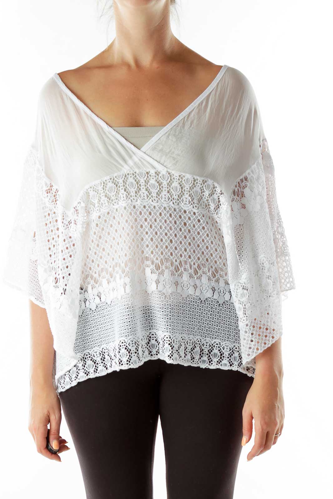 White Crocheted Top Front