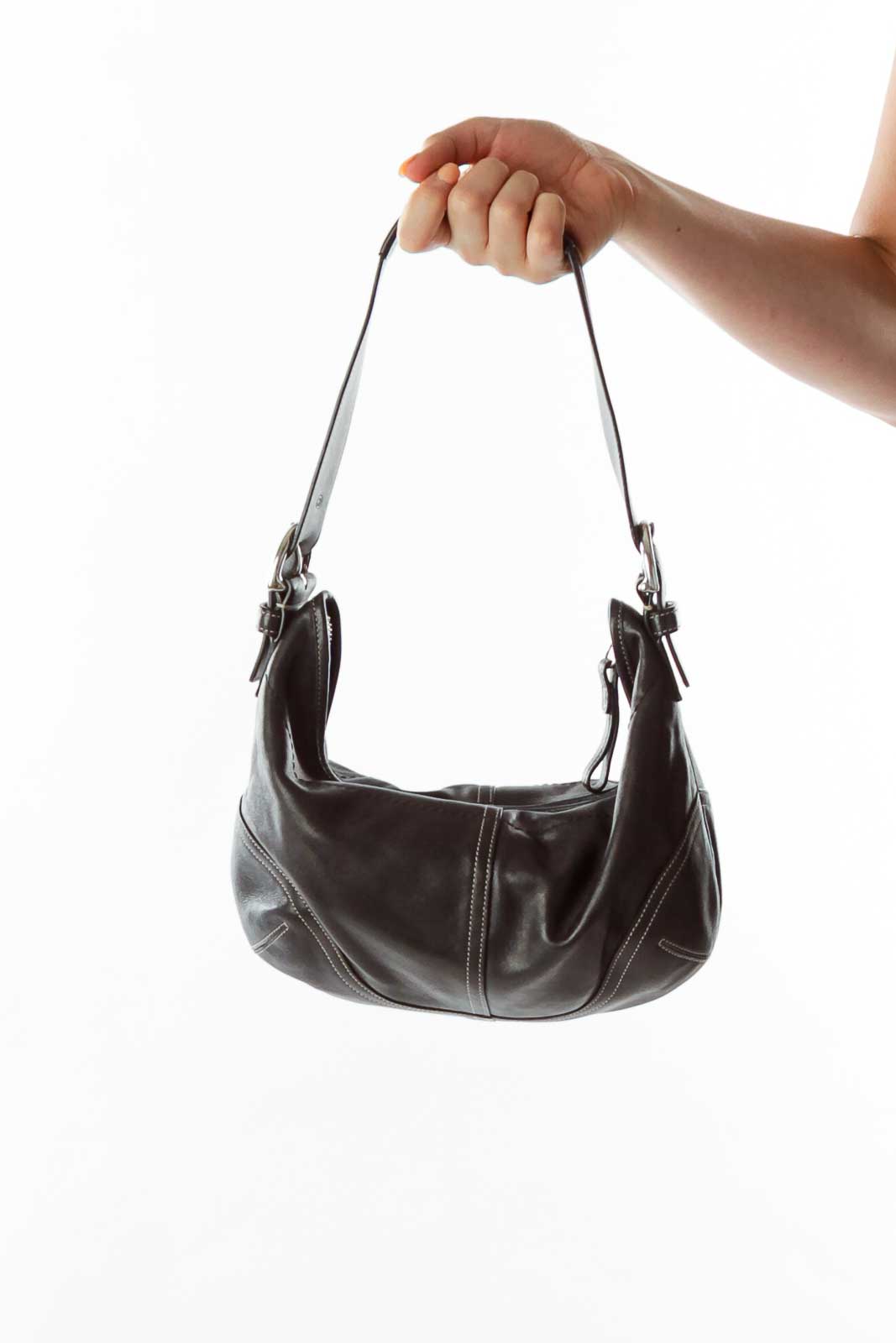 Coach Black Leather Zoe Hobo Shoulder Bag - Gem