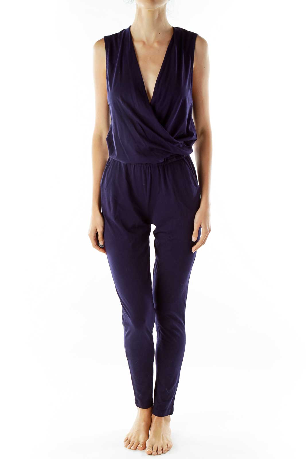 Bobi - Navy Wrap Pocketed Jumpsuit Unknown | SilkRoll