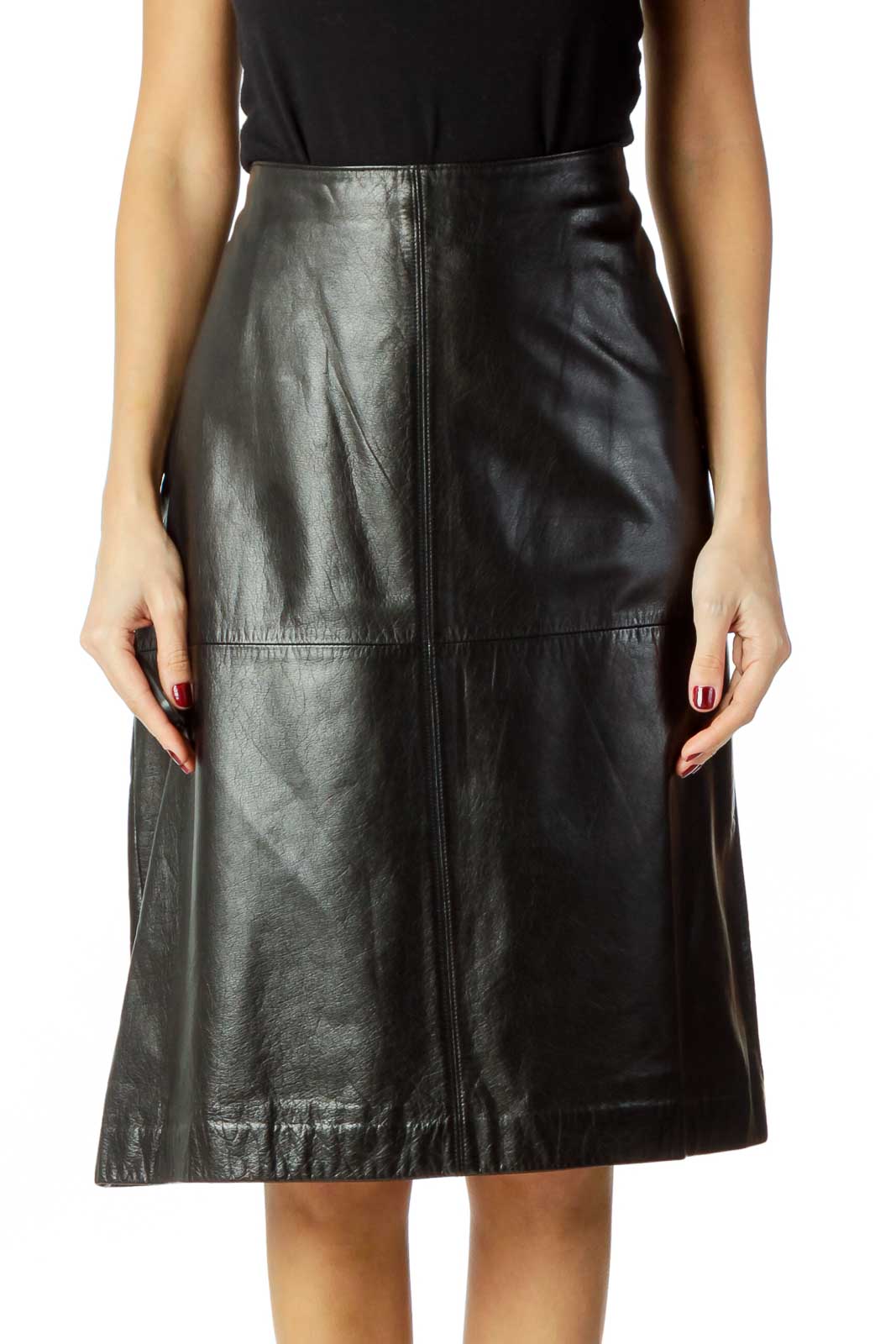 Black Leather Skirt Front