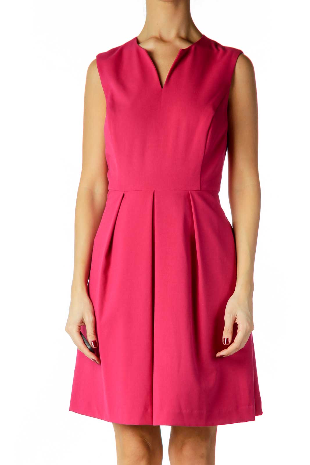 Pink V-Neck Cocktail Dress Front