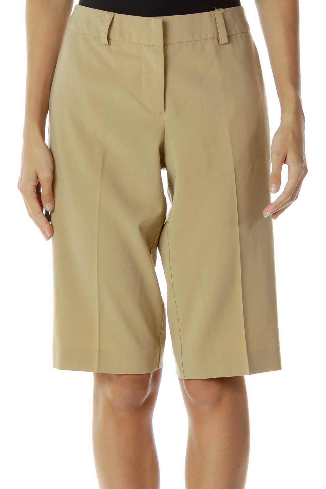Brown Knee-Length Shorts Front