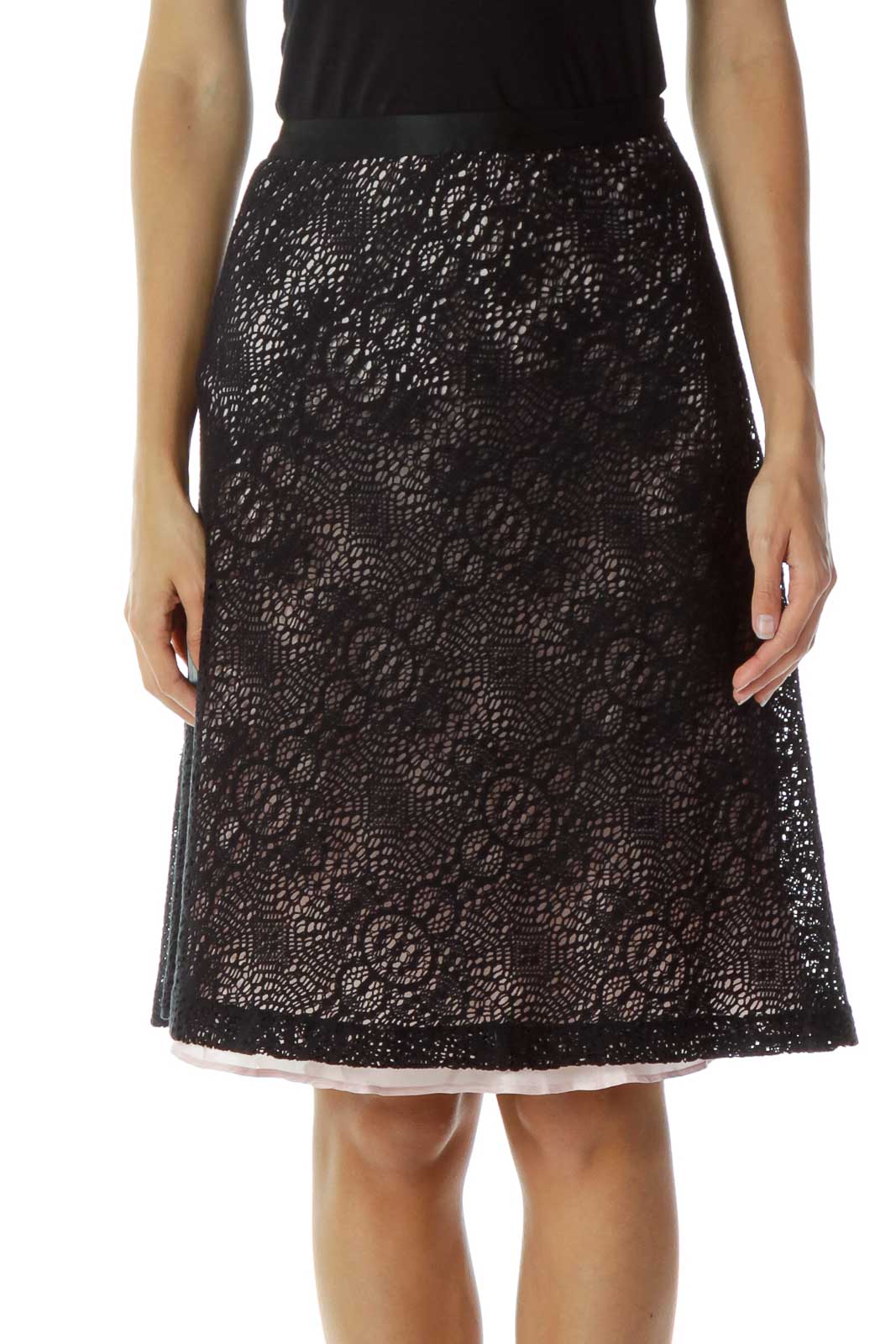 Black & Pink Lace Skirt Front