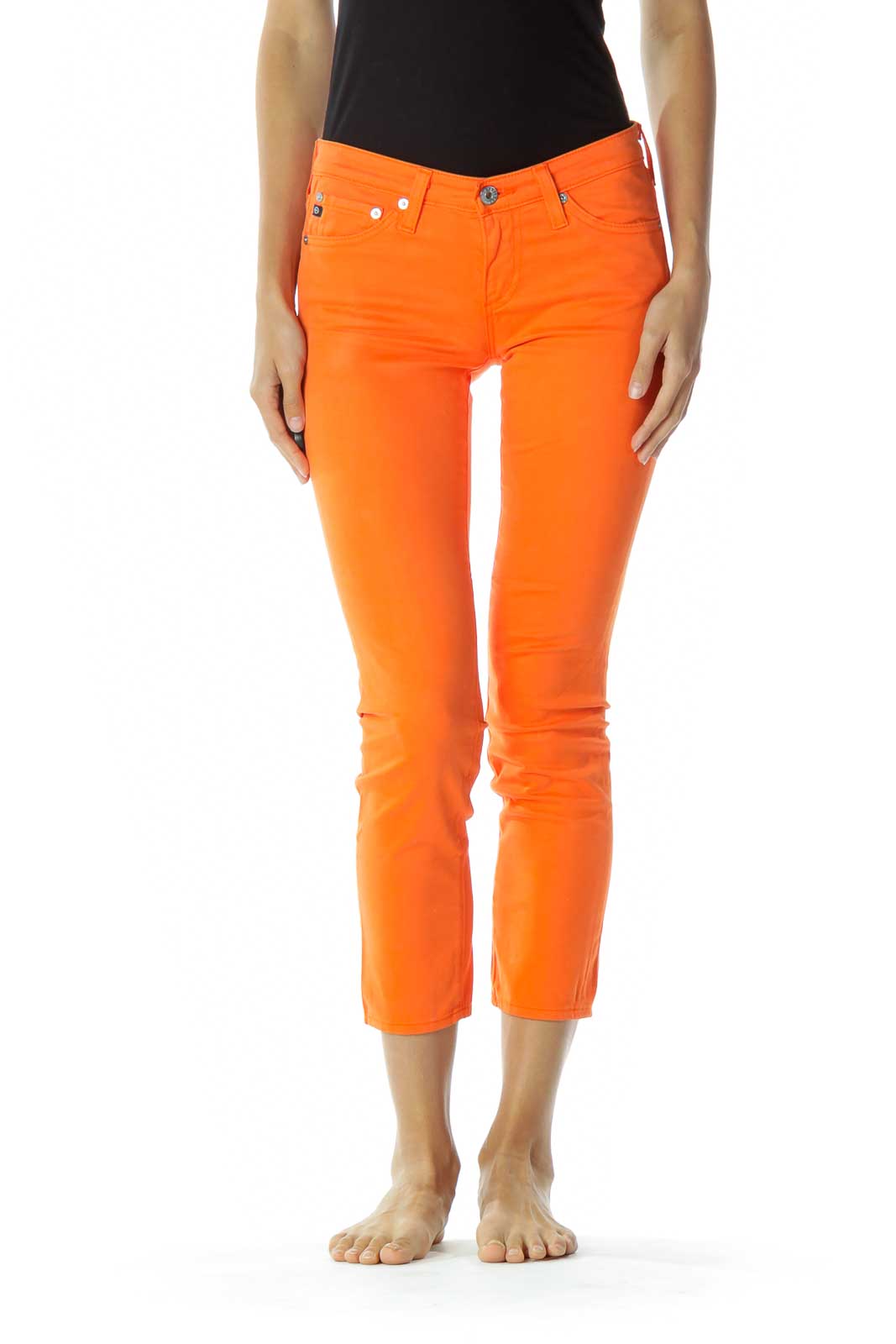 Orange Velvet Texture Pants Front