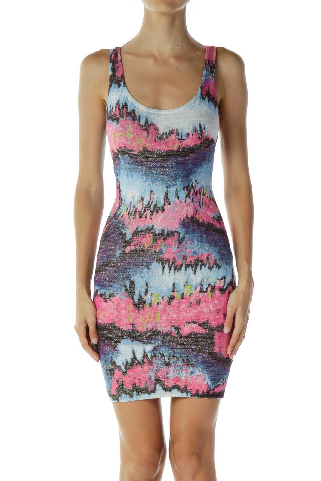 Multicolor Bodycon Cocktail Dress Front