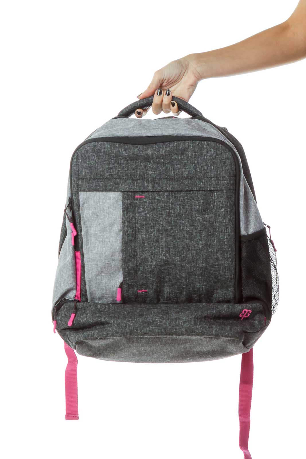 Gray Pink Mottled Backpack Front