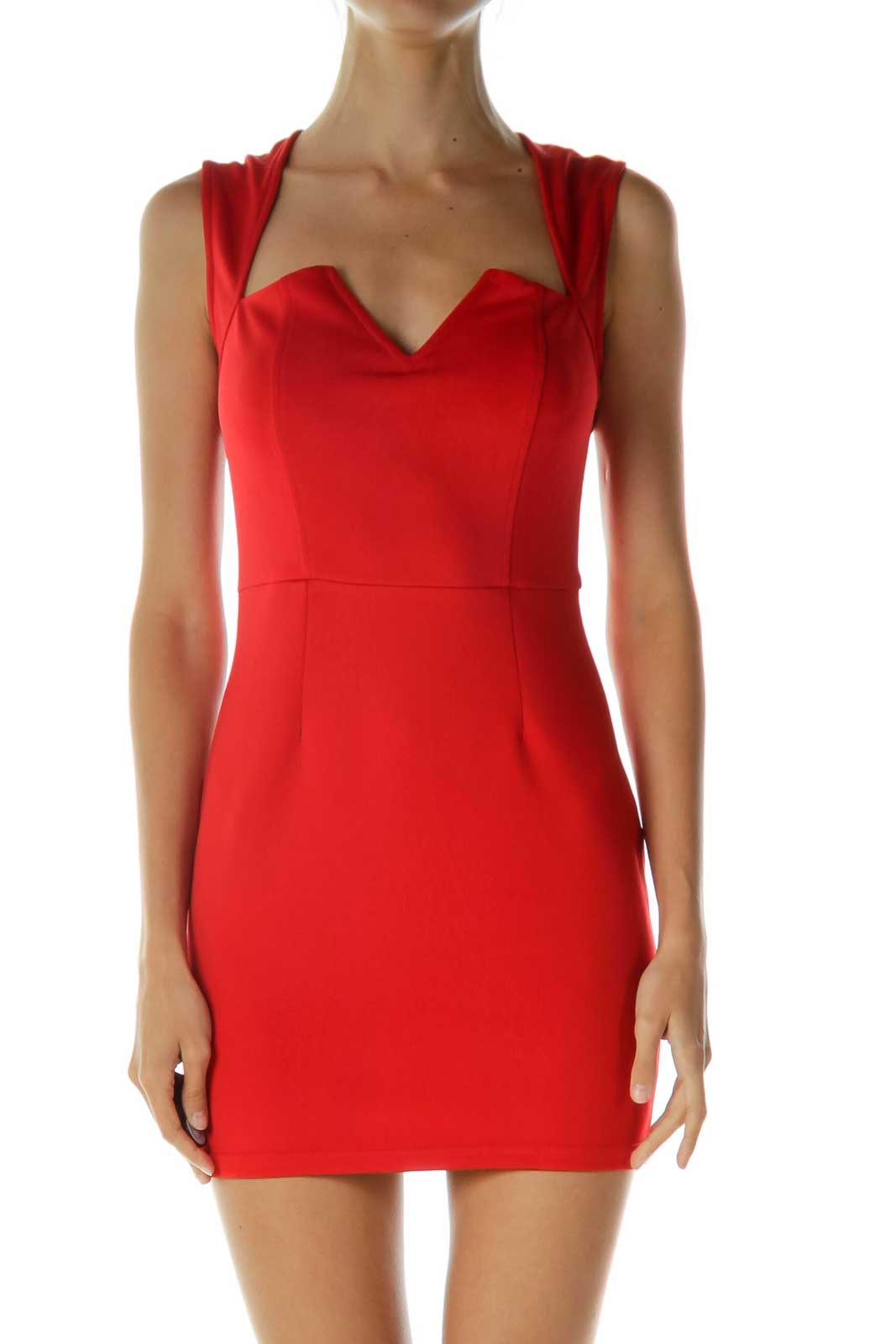 Red Bodycon Sleeveless Cocktail Dress Front