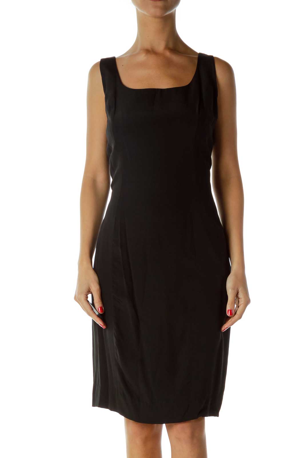 Black Silk Cocktail Dress Front