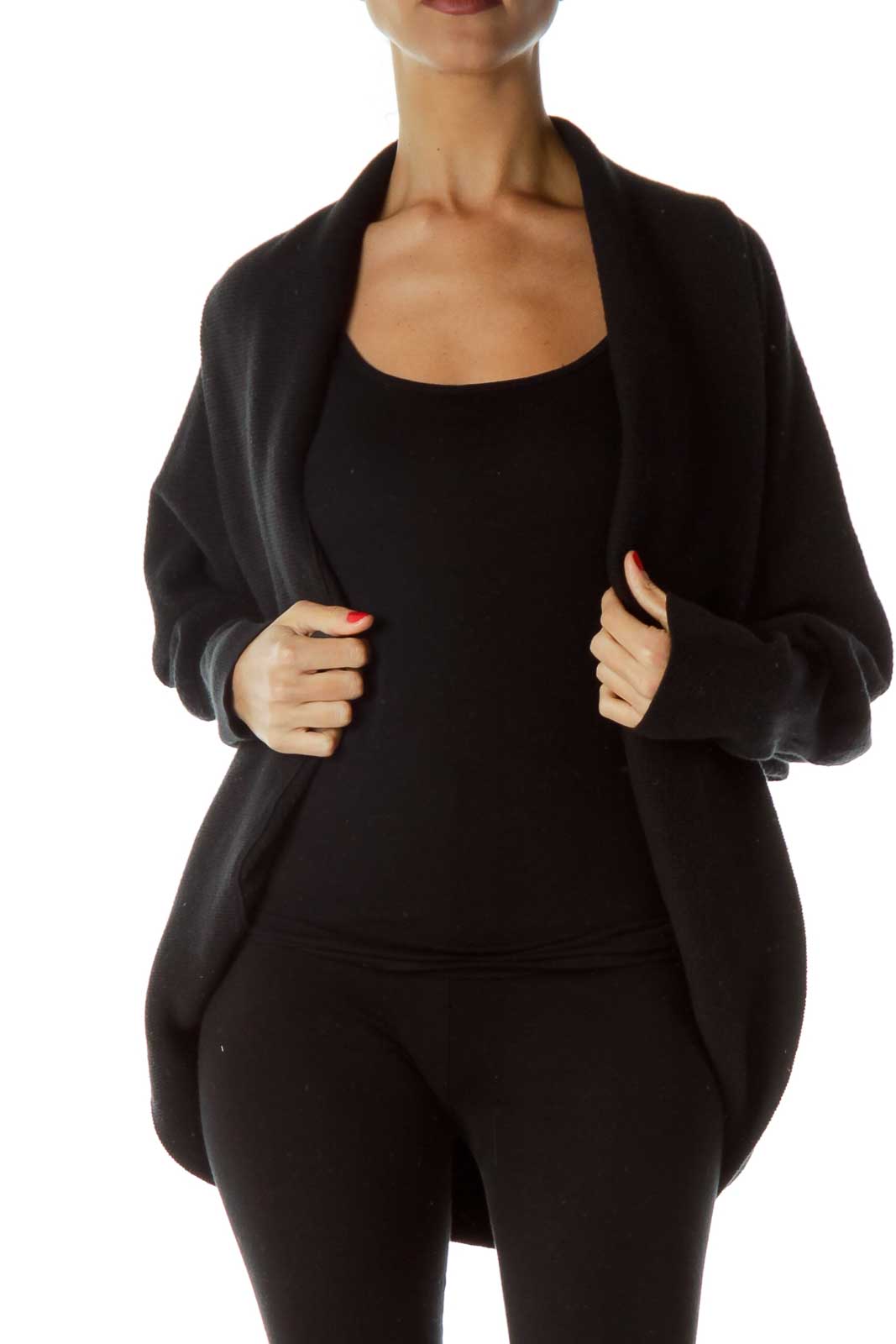 Black Knit Oversized Sweater Front