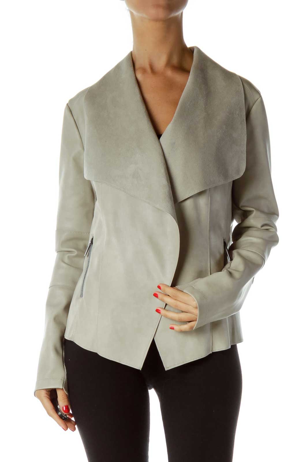 Gray Faux-Suede Jacket Front