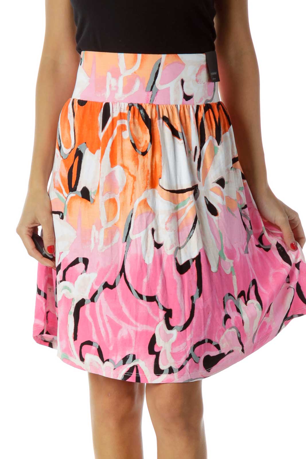 Pink Orange A-Line Mini Skirt Front