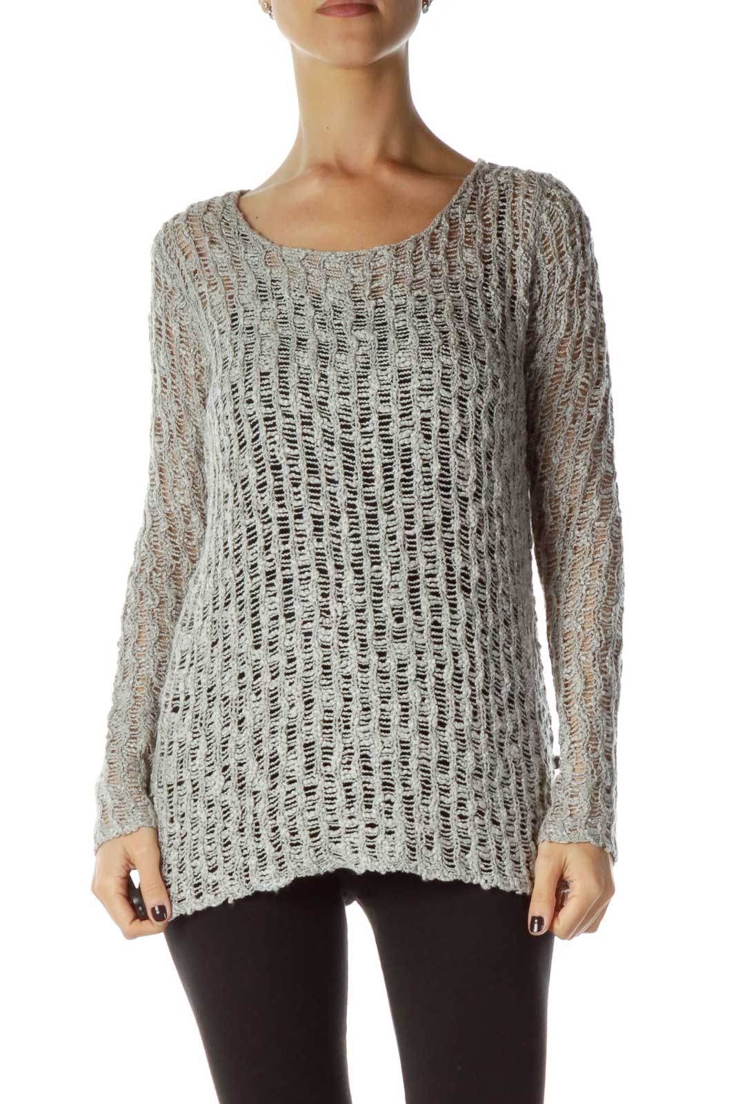 Gray Knit Sweatshirt Front