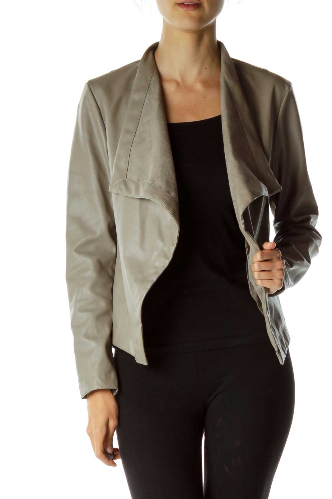 Gray Asymmetric Jacket Front